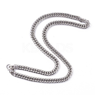 Non-Tarnish Men's 304 Stainless Steel Diamond Cut Cuban Link Chain Necklaces NJEW-I248-01P-1