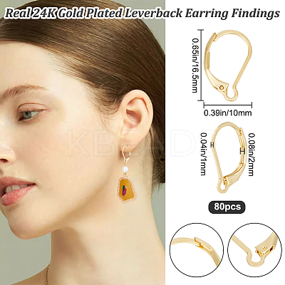 80Pcs 304 Stainless Steel Leverback Earring Findings STAS-BBC0004-10G-1