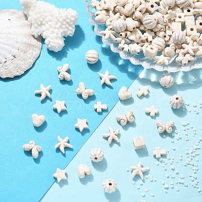 140Pcs 7 Styles Synthetic Howlite Beads G-FP0001-09-1