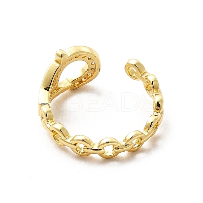 Clear Cubic Zirconia Clasp Shape Open Cuff Ring KK-H439-55G-1