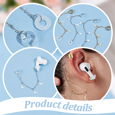 Silicone & Brass Earphone Chains HJEW-OC00027-1