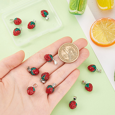 12Pcs Polymer Clay Rhinestone Pendants RB-PH0001-52-1