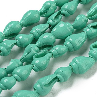 Spray Painted Natural Spiral Shell Beads Strands X1-BSHE-G039-08B-1