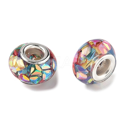 Transparent Resin Rondelle European Beads RESI-S023-26-1
