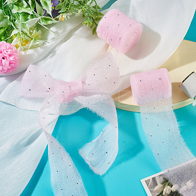 2Rolls Polyester Hot-fix Rhinestone Raw Edges Ribbon OCOR-TA0003-95E-1