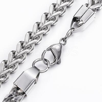 Non-Tarnish 304 Stainless Steel Wheat Chain Necklaces NJEW-H445-10P-1