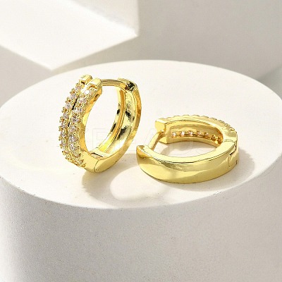 Brass Clear Cubic Zirconia Hoop Earrings LS-EJEW-M047-20G-1