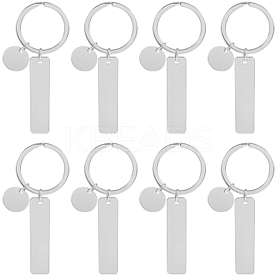 20Pcs 201 Stainless Steel Blank Pendant Keychain KEYC-SC0001-62C-1