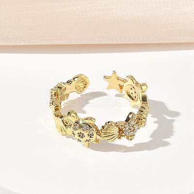 304 Stainless Steel Cubic Zirconia Cuff Open Rings for Women LS-RJEW-Z122-02G-02-1
