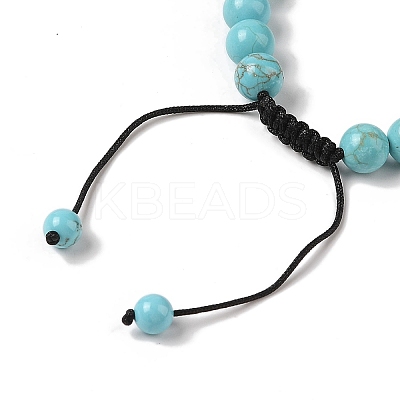 8mm Round Natural Crackle Turquoise Braided Bead Bracelets BJEW-C067-01B-10-1