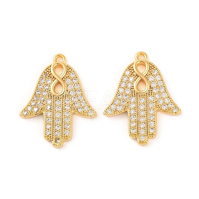 Brass Micro Pave Clear Cubic Zirconia Pendants KK-U017-06A-G-1