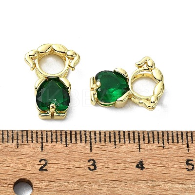 Rack Plating Brass Micro Pave Clear Cubic Zirconia Pendants KK-R157-11B-G-1