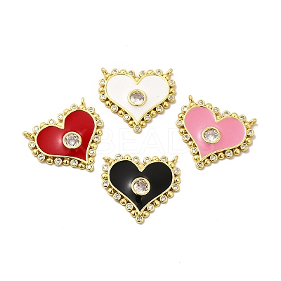 Rack Plating Brass Micro Pave Clear Cubic Zirconia Connector Charms KK-P230-05G-1