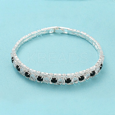 Rack Plating Brass Micro Pave Cubic Zirconia Link Chain Bracelets BJEW-Q771-04S-1
