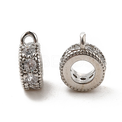 Rack Plating Brass Micro Pave Cubic Zirconia Tube Bails KK-E081-08P-1