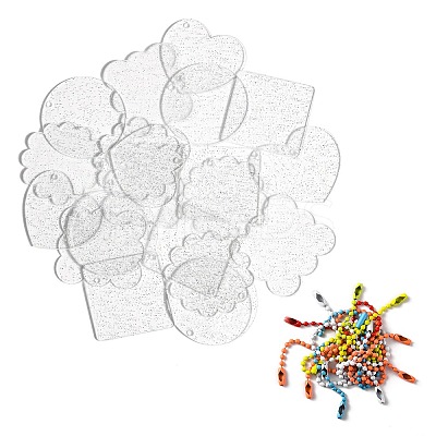 40Pcs 10 Style Acrylic Transparent Blank Pendants with Glitter DIY-CJC0002-013-1