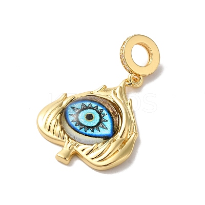 Rack Plating Brass Micro Pave Clear Cubic Zirconia European Dangle Charms KK-G504-26G-01-1