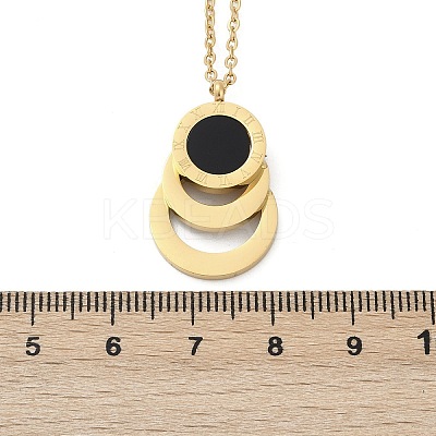 304 Stainless Steel Roman Numeral 3 Ring Pendant Necklaces NJEW-V001-06G-01-1
