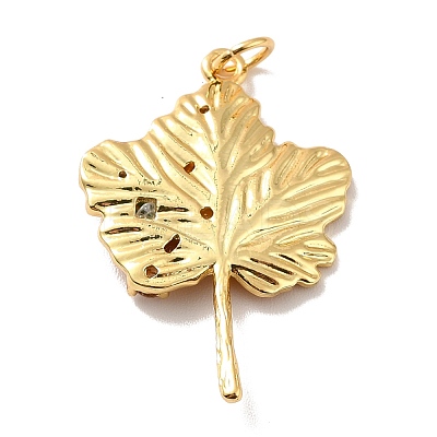 Autumn Theme Rack Plating Brass Micro Pave Cubic Zirconia Pendants KK-M230-19G-1