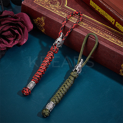 2Pcs 2 Colors Handmade Spartan Nylon Parachute Cord Pendant Decorations for Men KEYC-HY0001-32-1