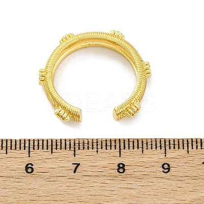 Brass Micro Pave Clear Cubic Zirconia Cuff Rings for Women RJEW-Q009-11G-1