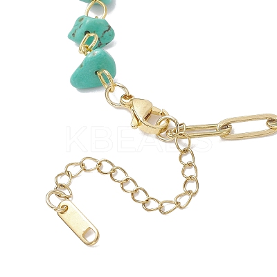 3Pcs Natural Amethyst & Rose Quartz & Synthetic Turquoise Chip Beads Link Bracelets BJEW-JB12530-1