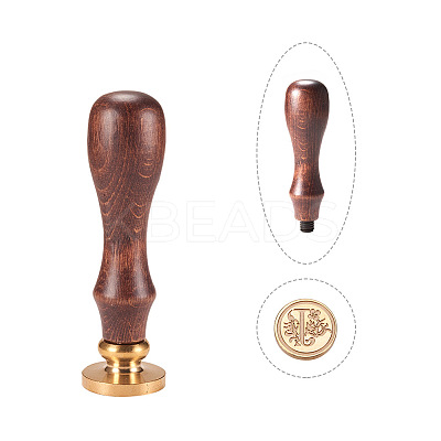 DIY Letter Scrapbook Brass Wax Seal Stamps and Wood Handle Sets AJEW-PH0010-J-1