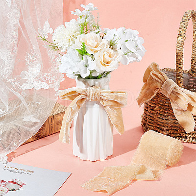 5 Yards Polyester Frayed Ribbon OCOR-WH0082-226B-04-1