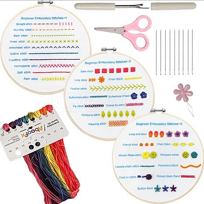 DIY Embroidery Stitches Practice Kit for Beginners DIY-NH0006-01A-1