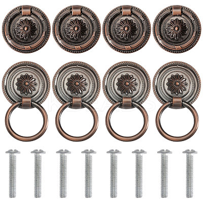 8Pcs Flower Zinc Alloy Cabinet Handles AJEW-FH0006-30A-1