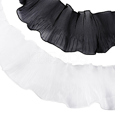 2Pcs 2 Color Nylon Pleated Lace Trim OCOR-TA0002-75-1