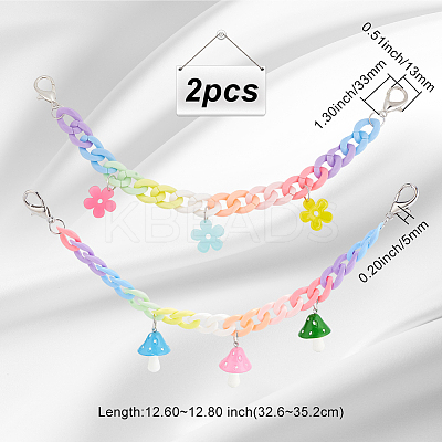 2Pcs 2 Style Rainbow Color Acrylic Curban Chain Bag Handles FIND-WR0006-44-1