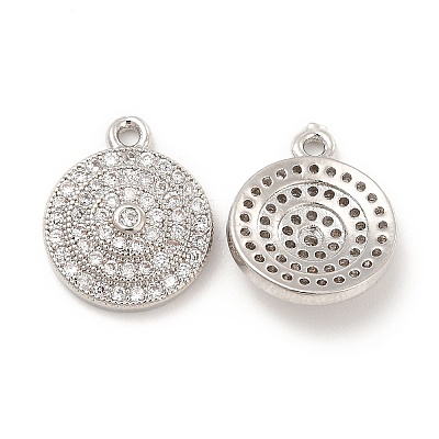 Brass Micro Pave Clear Cubic Zirconia Pendants KK-E071-16P-1