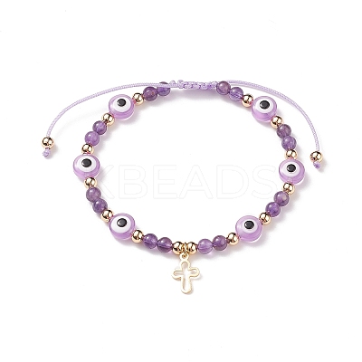 3Pcs 3 Style Resin Evil Eye Braided Bead Bracelets Set BJEW-JB08811-1