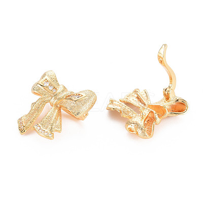 Rack Plating Brass Micro Pave Clear Cubic Zirconia Twister Clasps KK-N233-177-1