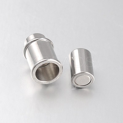 Tarnish Resistant Column 304 Stainless Steel Magnetic Clasps with Glue-in Ends STAS-N057-24-1