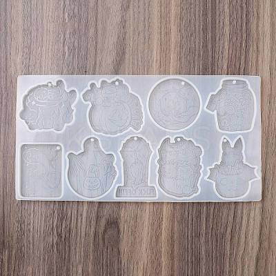 DIY Silicone Halloween Theme Pendant Molds & Keychain & Jump Ring Set HAWE-PW0001-034B-1