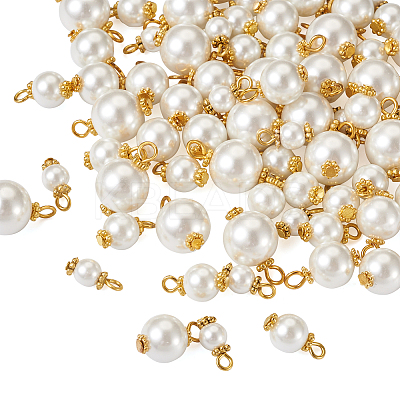 80Pcs 4 Style Eco-Friendly Dyed Glass Pearl Pendants GLAA-CD0001-11-1
