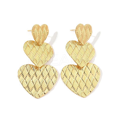 201 Stainless Steel Heart Dangle Stud Earrings EJEW-D084-16G-1