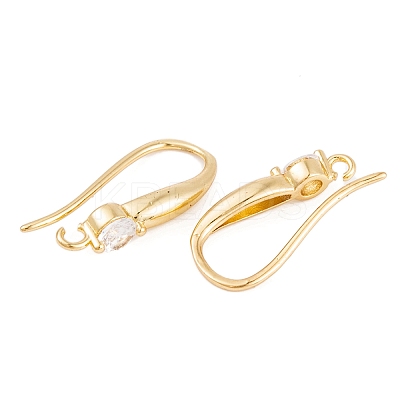 Rack Plating Brass Cubic Zirconia Earring Hooks KK-S374-05G-05-1