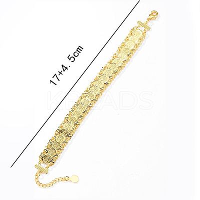 Brass Coin Link Chain Bracelet QR2720-1-1