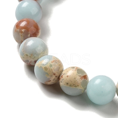 8.5mm Round Sandalwood and Synthetic Shoushan Stone Beaded Stretch Bracelets BJEW-B080-08A-1