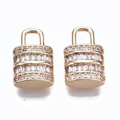 Brass Micro Pave Clear Cubic Zirconia Pendants GLAA-S193-027-1