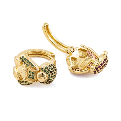 Brass Micro Pave Cubic Zirconia Earrings EJEW-E309-06G-1