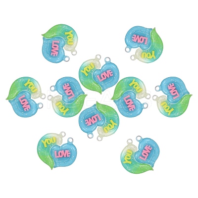 10 Sets Gradient Color Opaque Resin Pendants RESI-SZ0001-91E-1