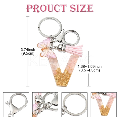 Resin & Acrylic & Faux Suede Tassel Keychain KEYC-YW00123-01-1