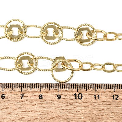 Brass Textured Rind Link Chain Necklaces NJEW-L013-06G-1