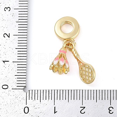 Rack Plating Brass Enamel Sports European Dangle Charms KK-P287-35F-G-1