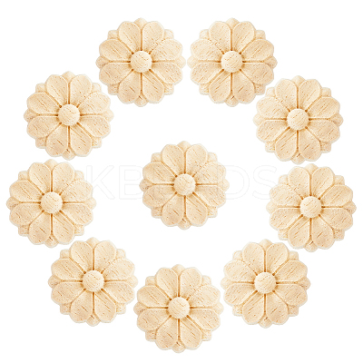 12Pcs Wood Timber Carved Onlay Applique AJEW-FH0007-93A-1