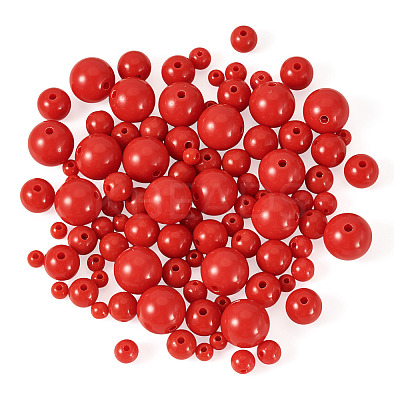 100Pcs 5 Styles Opaque Acrylic Beads MACR-TADJ0001-12A-1
